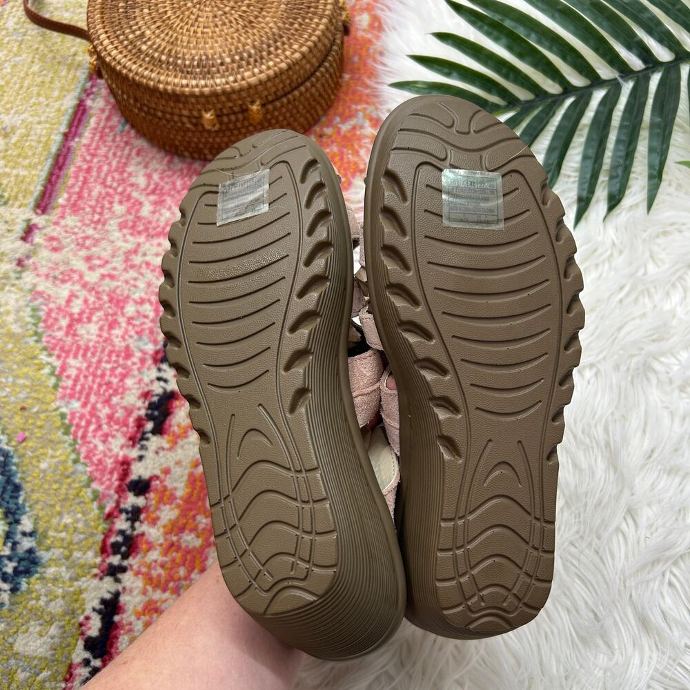 Skechers Pink Platform Wedge Sandal 10 Suede Ankle Strap Summer Comfy - Picture 7 of 8